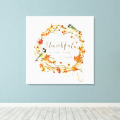 Fall Leaf Wreath Dankbarkeit Faith Family Friends Leinwanddruck (Insitu (Holzboden))