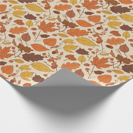 Fall Leaves and Acorns Seamless Geschenkpapier (Ecke)