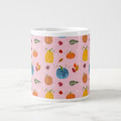 Fall Leaves and Gourds on Pink Background Jumbo-Tasse (Vorderseite)