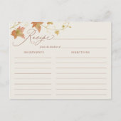 Fall Leaves Bridal Shower Recipe Card Postkarte (Vorderseite)