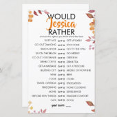 Fall Leaves Customisable Would She Rather Game (Vorne/Hinten)