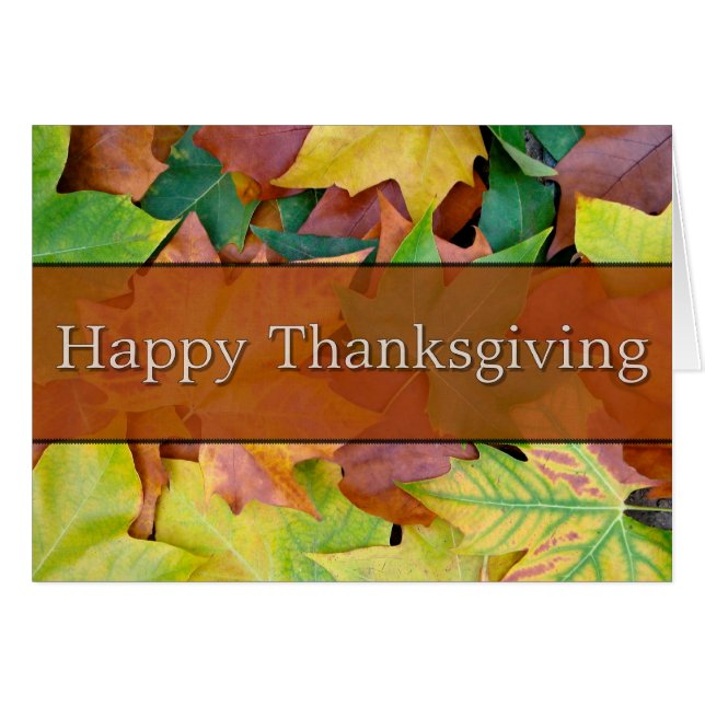 Fall Leaves :: Happy Thanksgiving Greeting Card (Vorderseite (Horizontal))