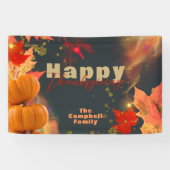 Fall Leaves Pumpkins Glitter Accents Thanksgiving Banner (Horizontal)