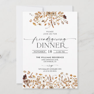 Fall Leaves Thanksgiving Dinner Invitation Einladung