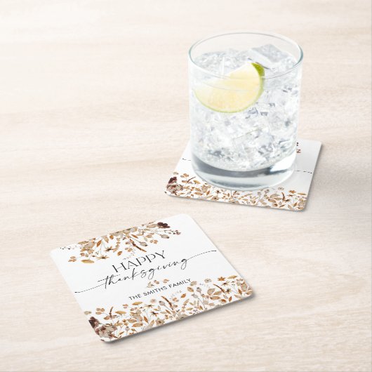 Fall Leaves Thanksgiving Dinner Rechteckiger Pappuntersetzer (Vor Ort)