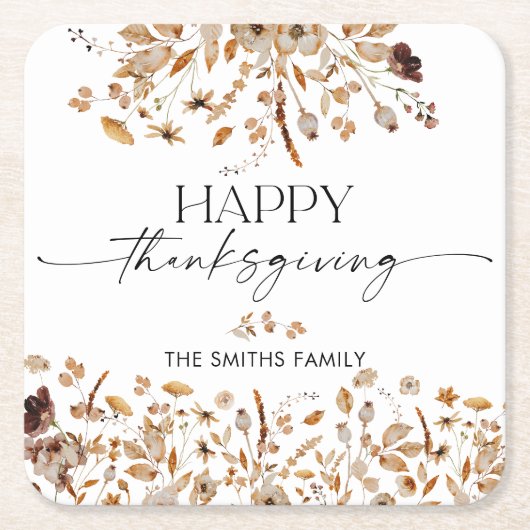 Fall Leaves Thanksgiving Dinner Rechteckiger Pappuntersetzer (Vorderseite)