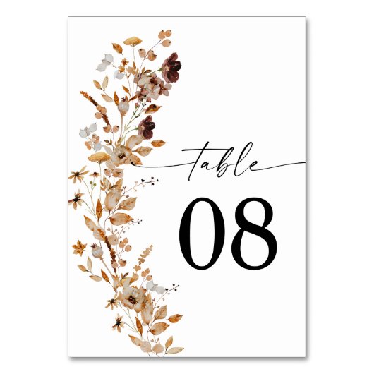 Fall Leaves Thanksgiving Dinner Table Card Tischnummer (Vorderseite)