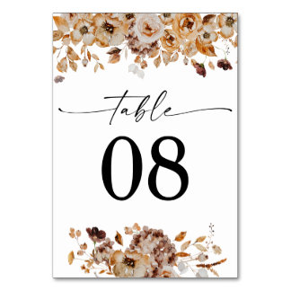 Fall Leaves Thanksgiving Dinner Table Card Tischnummer