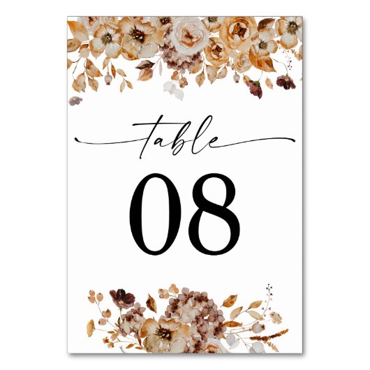 Fall Leaves Thanksgiving Dinner Table Card Tischnummer (Vorderseite)