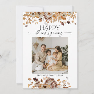 Fall Leaves Thanksgiving Flat Thank You Card Dankeskarte