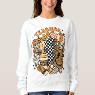 Fall Lehrer Retro Lehrer Leben Herbst Danksagung Sweatshirt