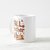 Fall Lehrer Vibes Retro Niedlich Herbst Kaffeetasse (Vorderseite Links)
