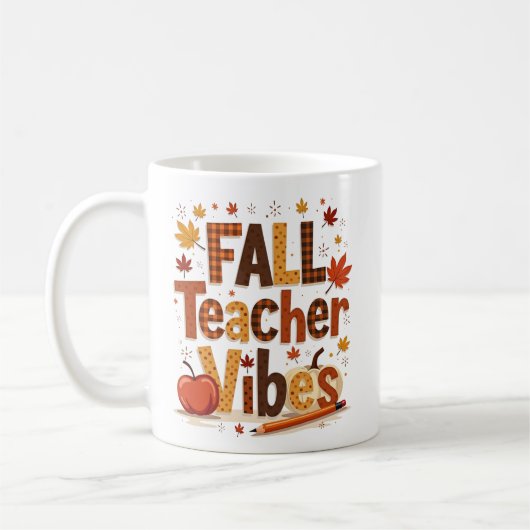Fall Lehrer Vibes Retro Niedlich Herbst Kaffeetasse (Links)