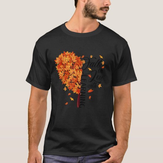 Fall Lehrerin fällt in Liebe mit Thanksgivi T-Shirt (Vorderseite)