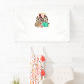 Fall Leopard Cheetah Pumpkin Rustikales Halloween Banner (Insitu)