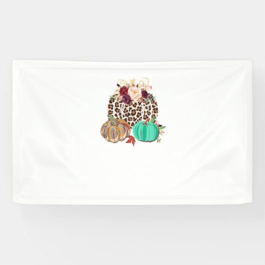 Fall Leopard Cheetah Pumpkin Rustikales Halloween Banner (Horizontal)