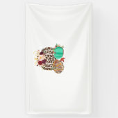 Fall Leopard Cheetah Pumpkin Rustikales Halloween Banner (Vertikal)