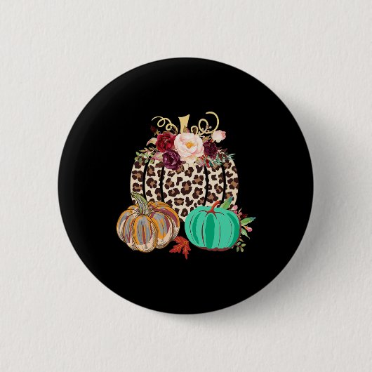 Fall Leopard Cheetah Pumpkin Rustikales Halloween  Button (Vorderseite)