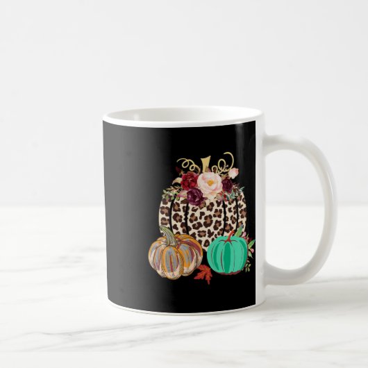 Fall Leopard Cheetah Pumpkin Rustikales Halloween  Kaffeetasse (Rechts)