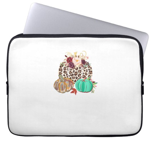 Fall Leopard Cheetah Pumpkin Rustikales Halloween Laptopschutzhülle (Vorderseite)
