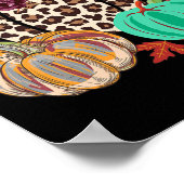 Fall Leopard Cheetah Pumpkin Rustikales Halloween  Poster (Ecke)