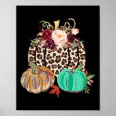 Fall Leopard Cheetah Pumpkin Rustikales Halloween  Poster (Vorne)