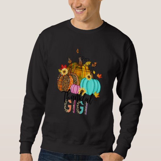 Fall Leopard Kariert Pumpkins Thankful Gigi Thanks Sweatshirt (Vorderseite)