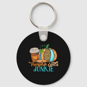 Fall Leopard Pumpkin Spice Junkie Coffee Liebhaber Schlüsselanhänger