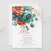 Fall Liebe Aquamarin Burnt Orange Hochzeitssemble  Einladung (Vorderseite)
