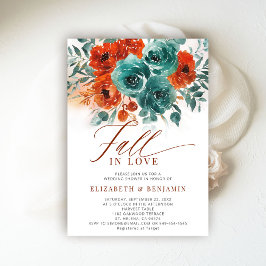 Fall Liebe Aquamarin Orange Blooms Hochzeitsstipen Einladung