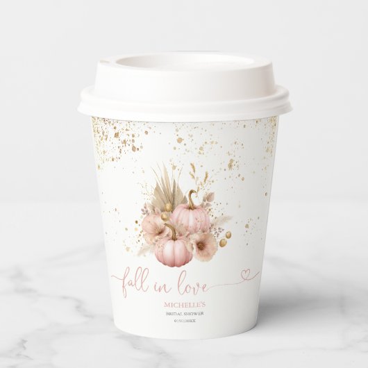Fall Liebe Brautparty Boho Blume Pumpkin Pappbecher (Rückseite)