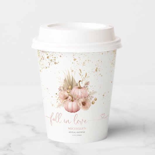 Fall Liebe Brautparty Boho Blume Pumpkin Pappbecher (Vorderseite)