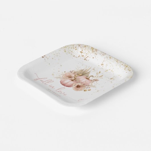 Fall Liebe Brautparty Boho Blume Pumpkin Pappteller (Gewinkelt)