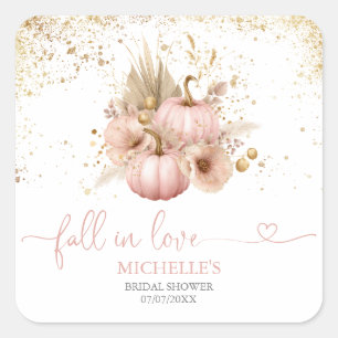 Fall Liebe Brautparty Boho Blume Pumpkin Quadratischer Aufkleber