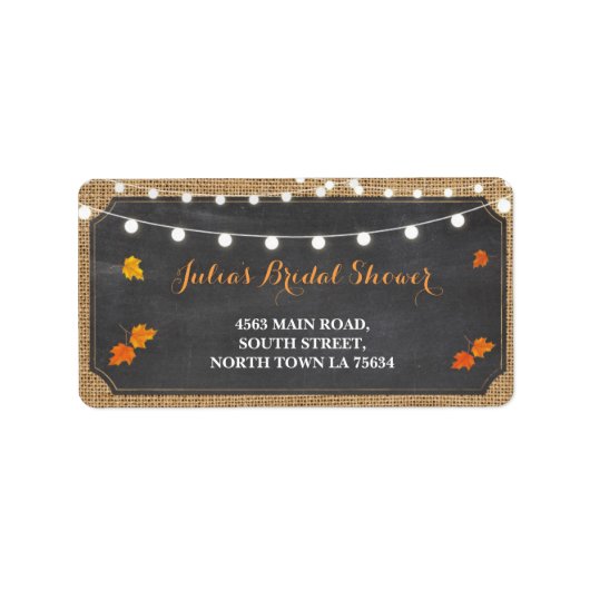 Fall-Liebe Brautparty Rücksendeadresse Label-Chale Adressaufkleber (Vorne)