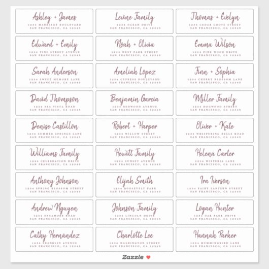 Fall Liebe Burgundy Script Guest Address Labels (Blatt)