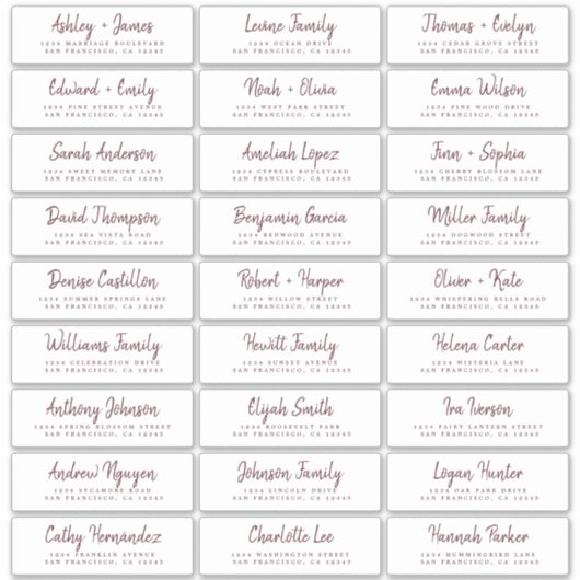 Fall Liebe Burgundy Script Guest Address Labels (Vorderseite)