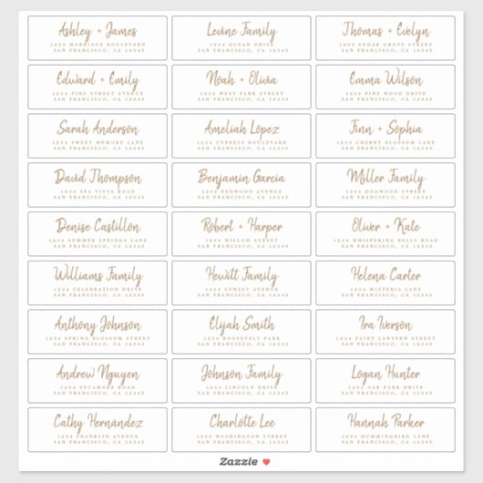 Fall Liebe Gold Script Guest Address Labels (Blatt)