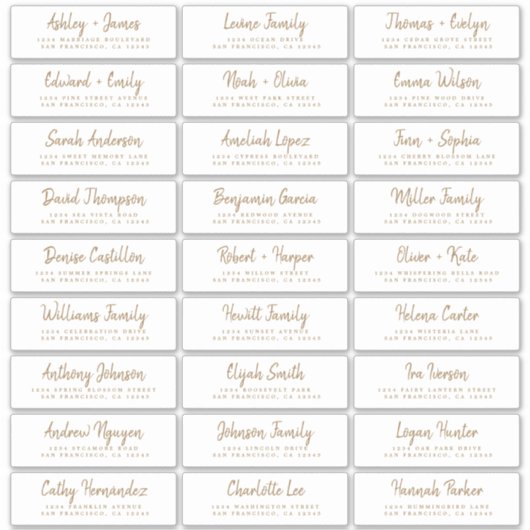 Fall Liebe Gold Script Guest Address Labels (Vorderseite)