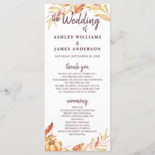 Fall Liebe Golden Foliage Burgundy Hochzeitsprogra Programm