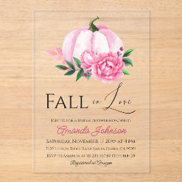 Fall Liebe Rosa Kürbis Rustikales Brautparty Acryleinladungen