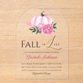 Fall Liebe Rosa Kürbis Rustikales Brautparty Acryleinladungen (Vorderseite)
