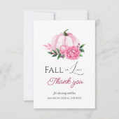Fall Liebe Rosa Kürbis Rustikales Brautparty Dankeskarte (Vorderseite)