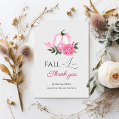 Fall Liebe Rosa Kürbis Rustikales Brautparty Dankeskarte