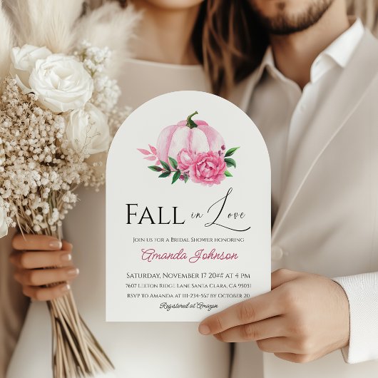 Fall Liebe Rosa Kürbis Rustikales Brautparty Einladung