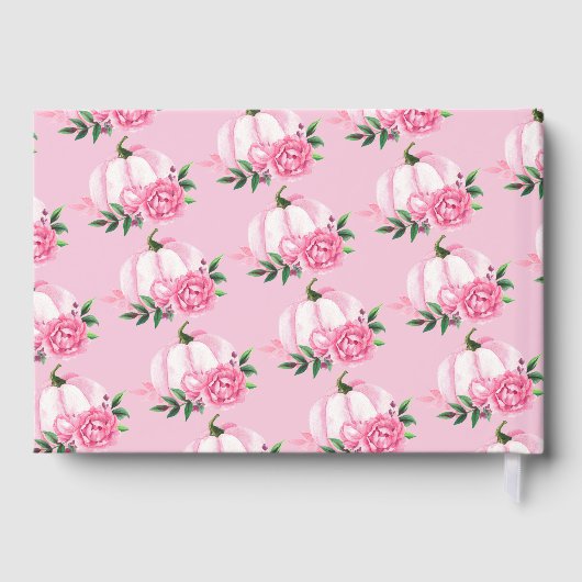 Fall Liebe Rosa Kürbis Rustikales Brautparty Gästebuch (Rückseite)