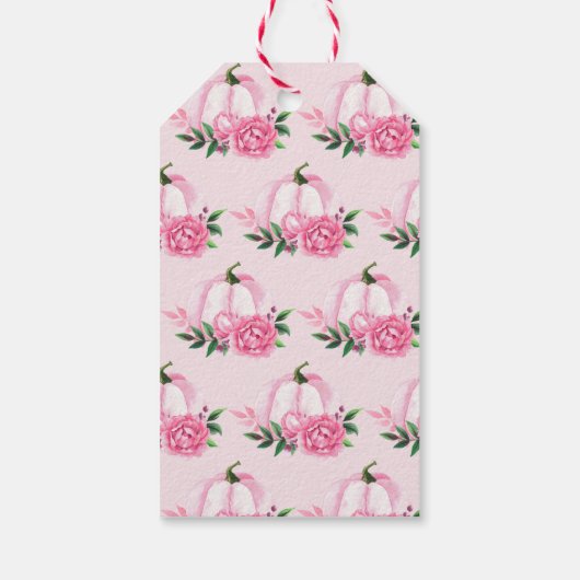 Fall Liebe Rosa Kürbis Rustikales Brautparty Geschenkanhänger (Rückseite)