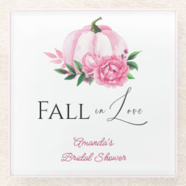 Fall Liebe Rosa Kürbis Rustikales Brautparty Glasuntersetzer