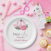 Fall Liebe Rosa Kürbis Rustikales Brautparty Pappteller (Party)