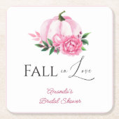 Fall Liebe Rosa Kürbis Rustikales Brautparty Rechteckiger Pappuntersetzer (Vorderseite)